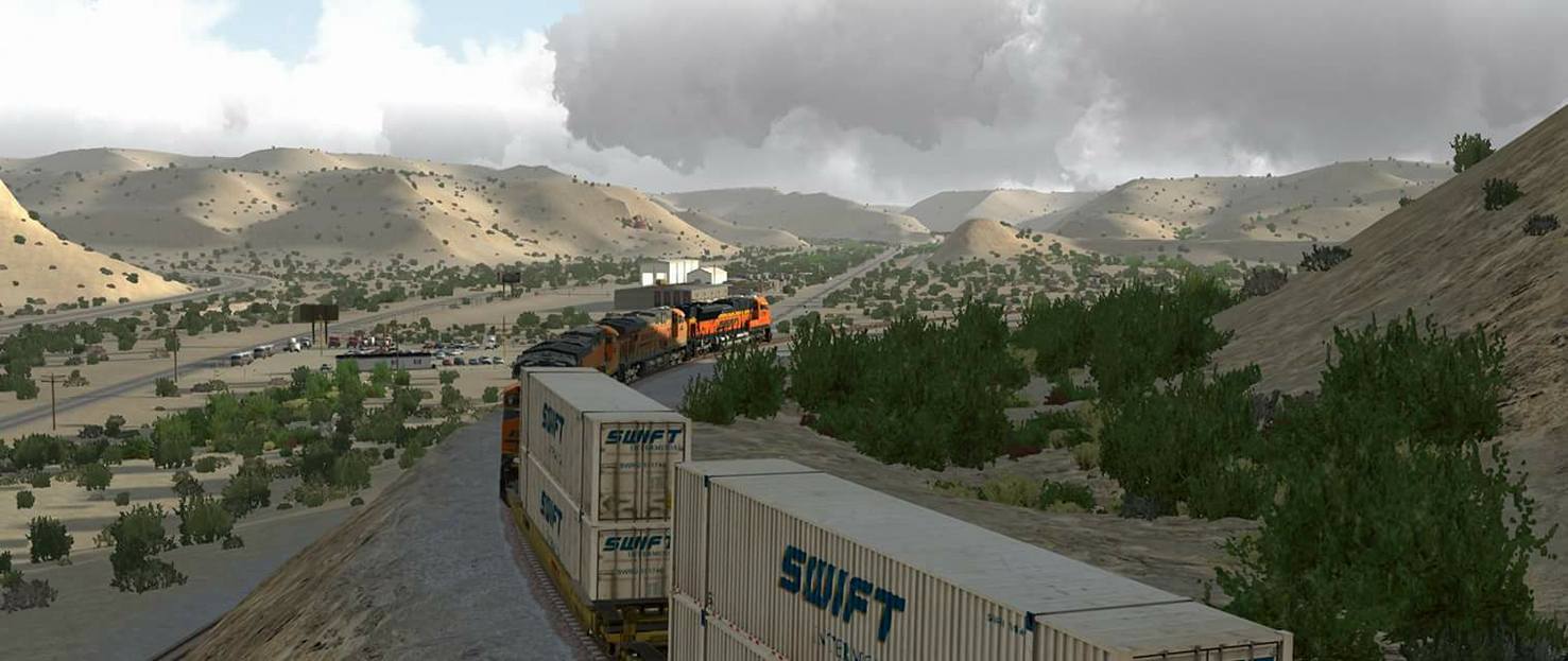 Seligman_1 BNSF Trains make their way through Kingman Canyon